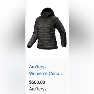 Women’s Arc’teryx Cerium hoody size Large